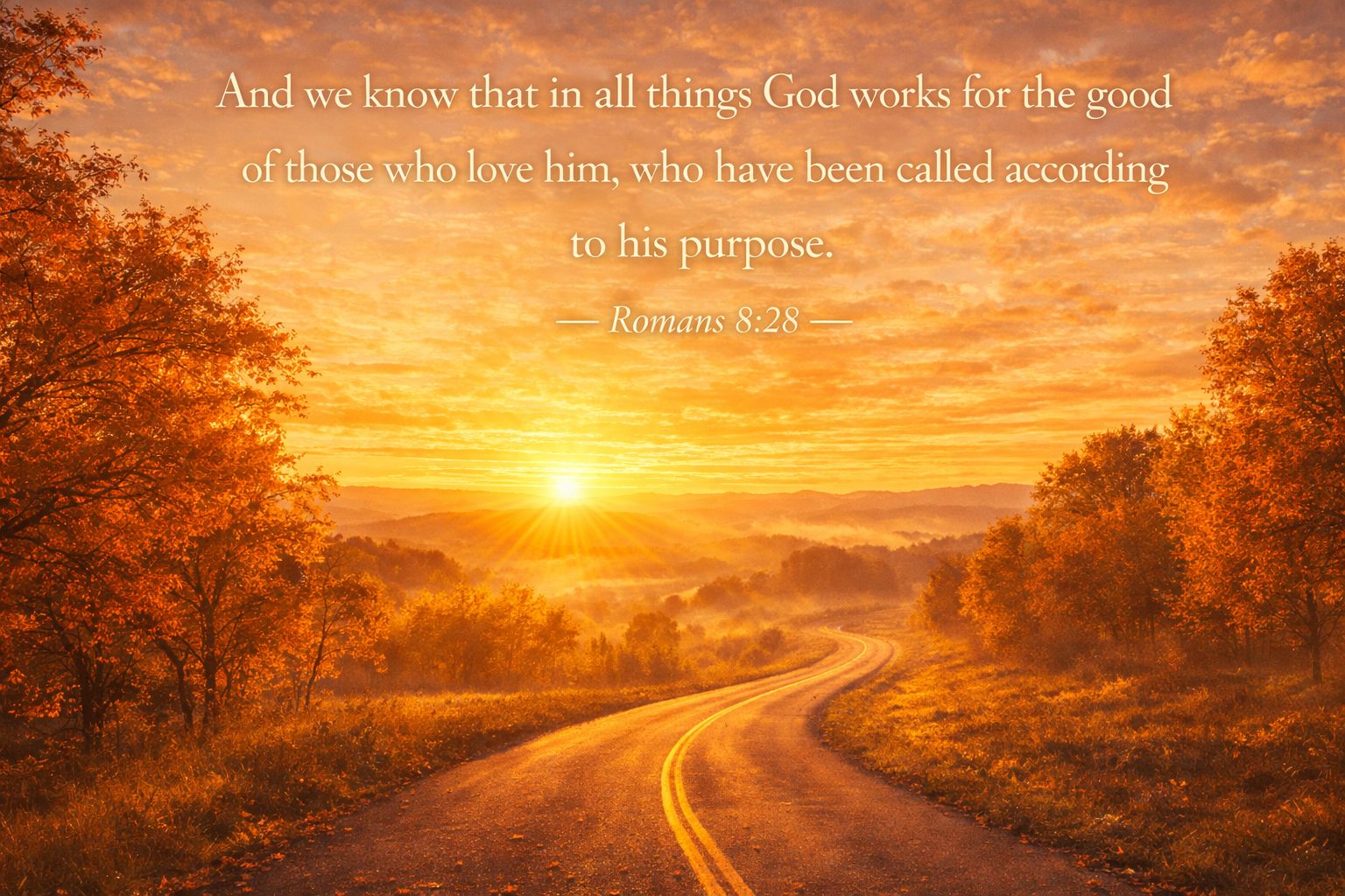 Romans 8:28 -- All Things Work Together Golden Road HD Wallpaper